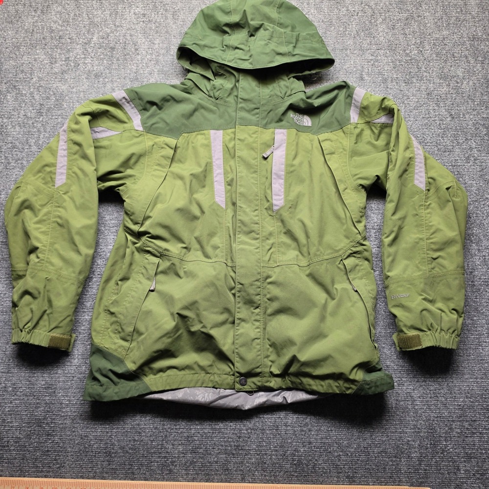 Vtg The North Face HyVent Mens Medium Green Waterproof Hooded Rain Jacket Shell